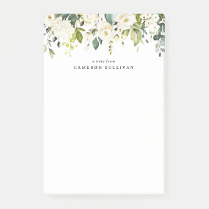 Watercolor White Roses and Hydrangeas Garland Post-it Notes