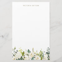 Watercolor White Roses and Hydrangeas Garland