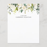 Watercolor White Roses and Hydrangeas Stationery