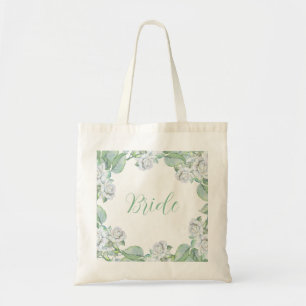 Watercolor White Roses Tote Bag