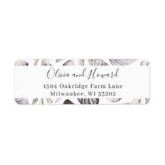 Watercolor White Seashell and Coral Return Address