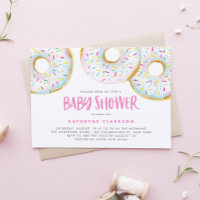 Watercolor White Sprinkle Doughnuts Baby Shower
