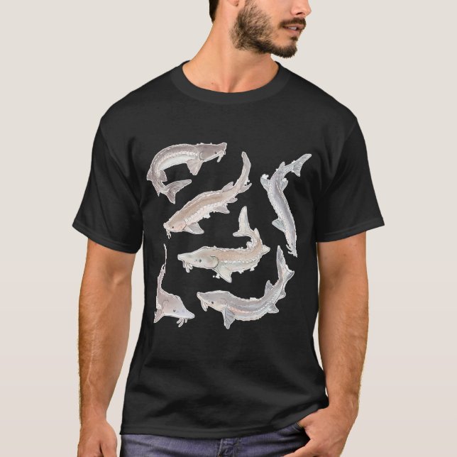 Watercolor white sturgeon T-Shirt (Front)