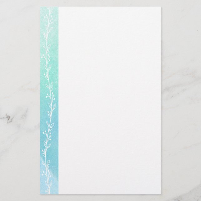 Watercolor White Vine Stationery (Front)