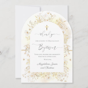 watercolor white yellow flowers thank you card