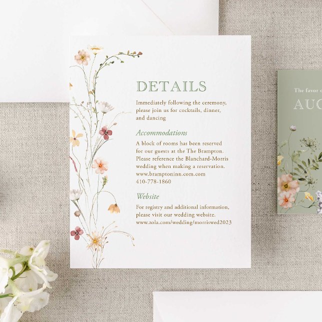 Watercolor Wildﬂower Wedding Enclosure Card (Immerse your guests in the romance of nature with our Watercolor Wildflower Wedding Collection.)