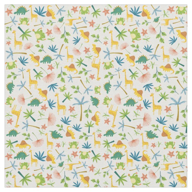 Watercolor wild animal jungle giraffe safari kids fabric (Close Up)