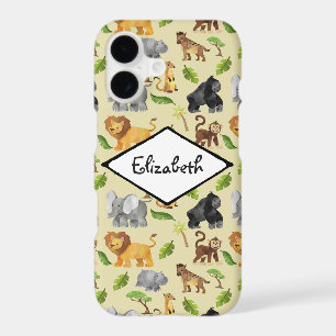Watercolor Wild Animal Safari Jungle Pattern