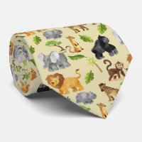 Watercolor Wild Animal Safari Jungle Pattern