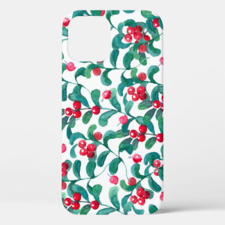 Watercolor wild berries, seamless pattern. iPhone 12 case