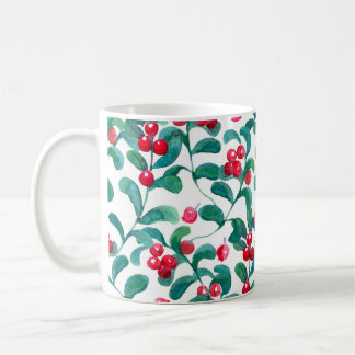 Watercolor wild berries, seamless pattern. coffee mug