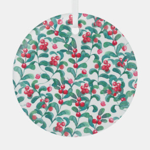 Watercolor wild berries, seamless pattern. glass tree decoration