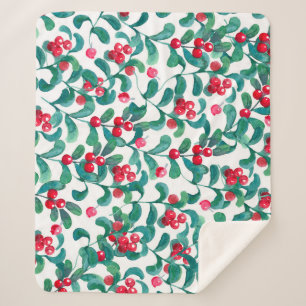 Watercolor wild berries, seamless pattern. sherpa blanket