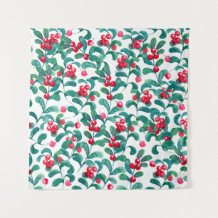 Watercolor wild berries, seamless pattern. tapestry
