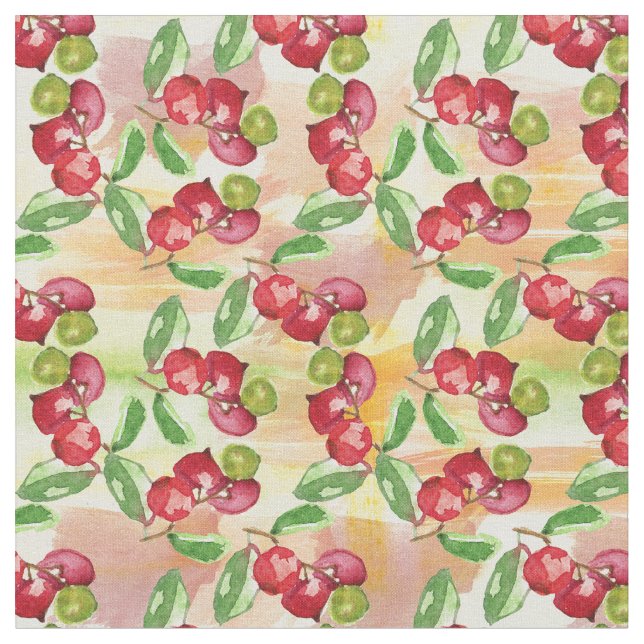 Watercolor wild berry fabric (Close Up)