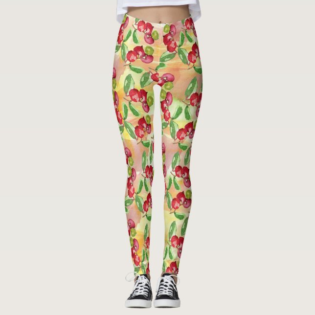 Watercolor wild berry leggings (Front)