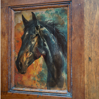 Watercolor Wild Black Horse Decoupage Tissue Paper
