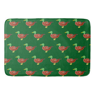 watercolor wild duck drawing bath mat