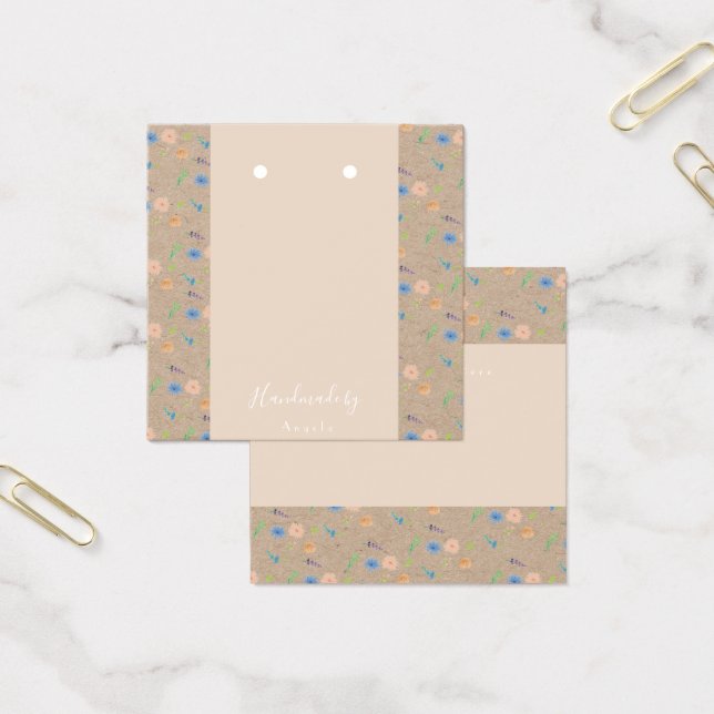 Watercolor Wild Florals Botanical Earring Card (Office)