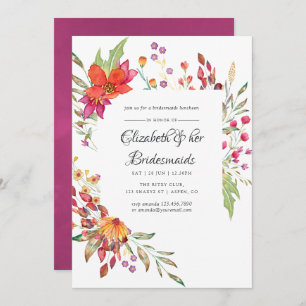 Watercolor Wild Flower Bridesmaids Luncheon Invitation