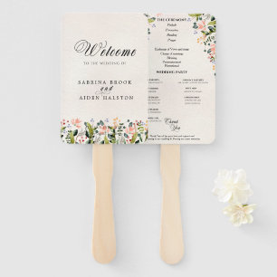 Watercolor Wild Flower Wedding Ceremony Program  Hand Fan