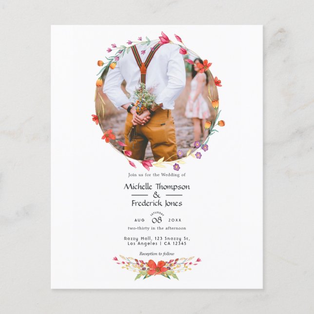Watercolor Wild Flower Wedding Photo Wedding Photo Flyer (Front)