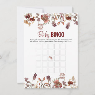 Watercolor Wild Flowers Baby Bingo Game Card