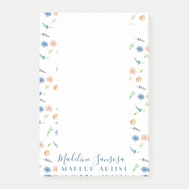 Watercolor Wild Flowers Botanical Event Planner Post-it Notes (Front)