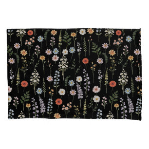 Watercolor Wild Flowers Floral Botanical Pattern Pillowcase
