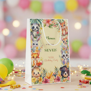 Watercolor Wild forest animals kids birthday Medium Gift Bag