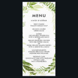 Watercolor Wild Green Foliage Wedding Menu Card<br><div class="desc">An elegant and whimsical menu card featuring watercolor green foliage. This card will be perfect for beach,  summer,  spring,  and boho-themed events. Matching items are available.</div>