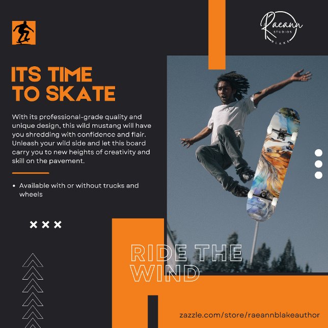 Watercolor Wild Mustang Skateboard (Creator Uploaded)