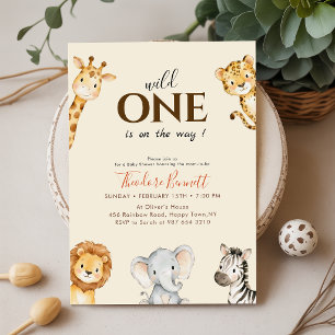Watercolor Wild One Safari Baby Shower Invitation
