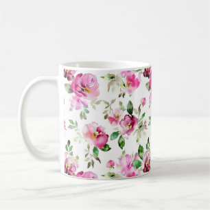 Watercolor Wild Rose Pattern Coffee Mug