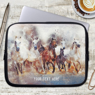 Watercolor Wild Running Horses Laptop Sleeve