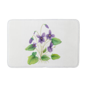 Watercolor Wild Violets Bath Mat