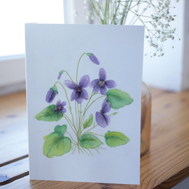 Watercolor Wild Violets Birthday Card (Creator Uploaded)