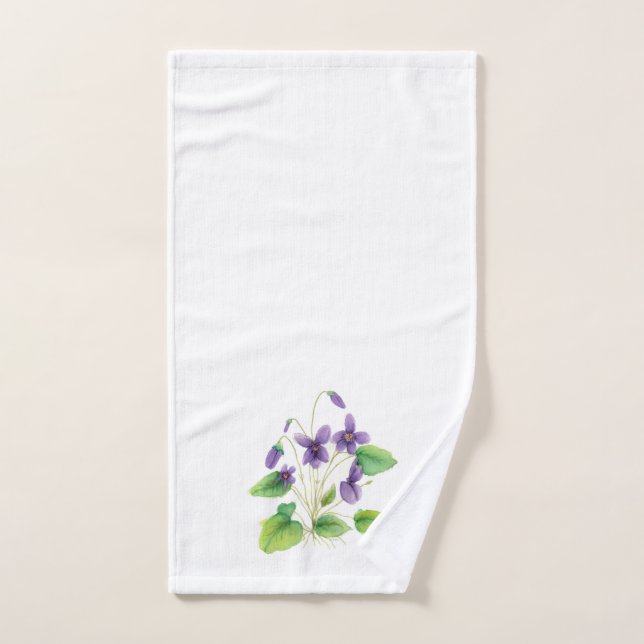 Watercolor Wild Violets Towel Set (Hand Towel)