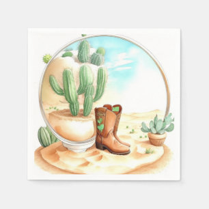 Watercolor Wild West Boy Baby Shower Napkin