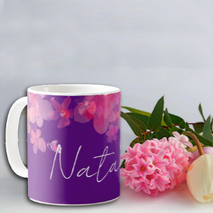 Watercolor wildfloral lavender name coffee mug