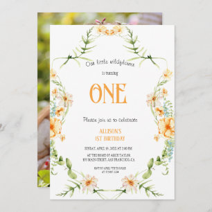 Watercolor Wildflower 1st Birthday Mauve Girl  Invitation