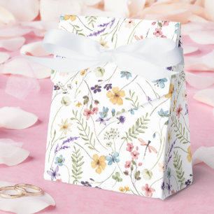 Watercolor Wildflower And Butterflies Pattern Favour Box