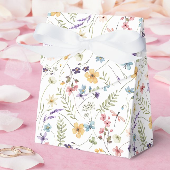 Watercolor Wildflower And Butterflies Pattern  Favour Box (Wedding)