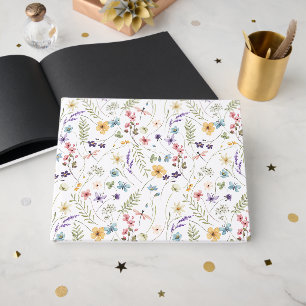 Watercolor Wildflower And Butterflies Pattern Guest Book