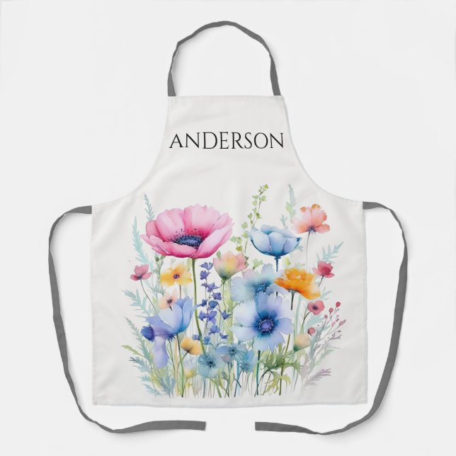  Watercolor Wildflower Apron (Front)