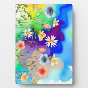 Watercolor Wildflower Art Colourful Floral Plaque