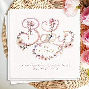 Watercolor Wildflower Baby in Bloom Elegant Napkin