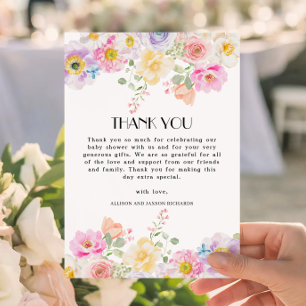 Watercolor Wildflower Baby Shower Appreciation Thank You Card