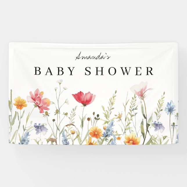 Watercolor Wildflower Baby Shower Banner (Horizontal)