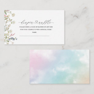 Watercolor wildflower baby shower diaper raffle enclosure card